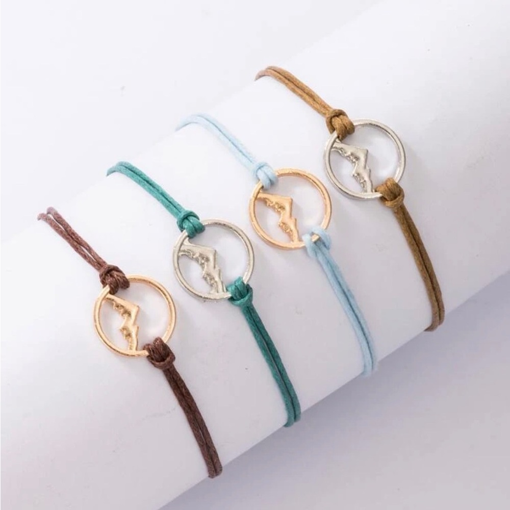 Bundle of 4 Adjustable Mountain Design Bracelets